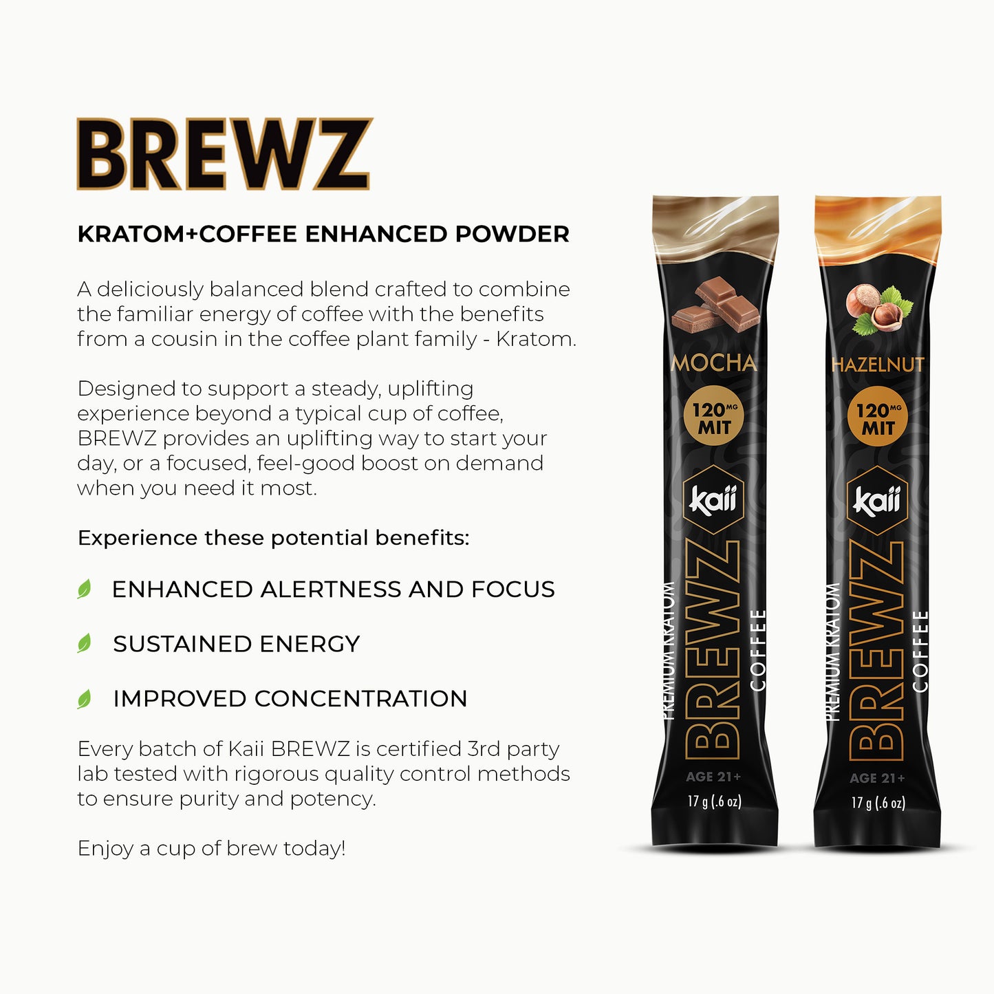 Brewz by Kaii - Kratom + Coffee Enhanced Powder